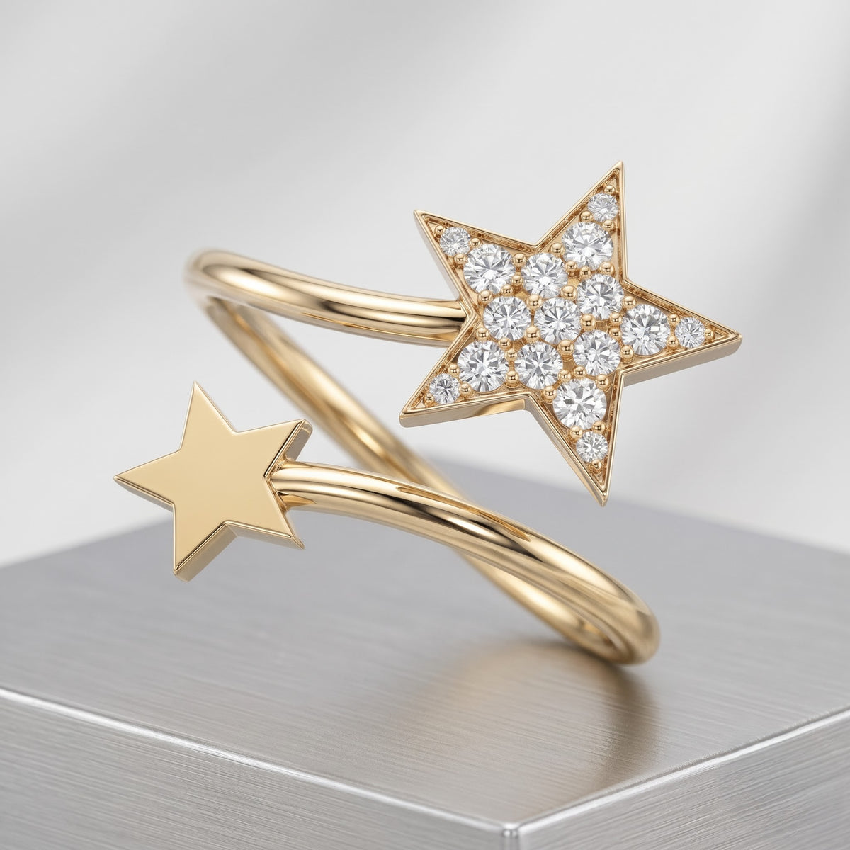 The Celestial Twin Star Silver Wrap Ring