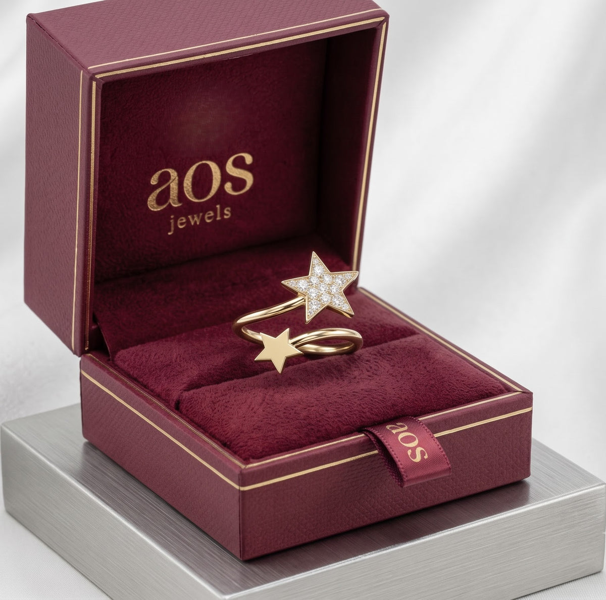 The Celestial Twin Star Silver Wrap Ring