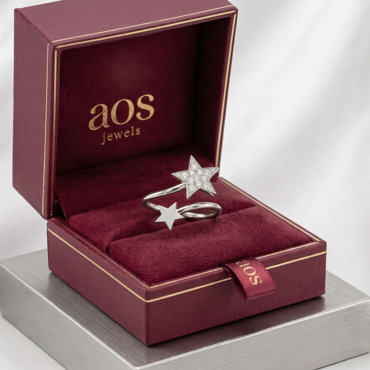 The Celestial Twin Star Silver Wrap Ring