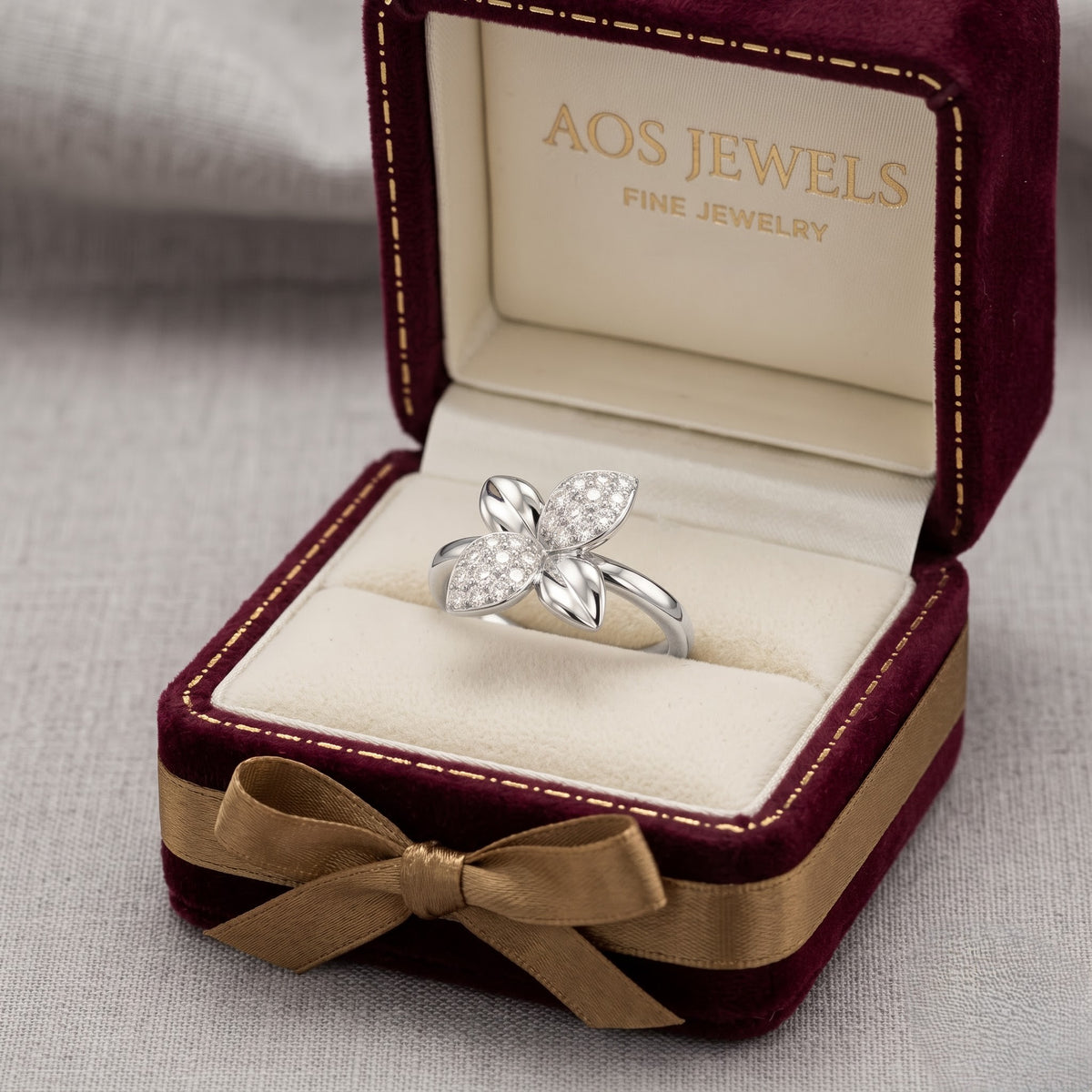 The Silver Flora Alternating Petal Ring