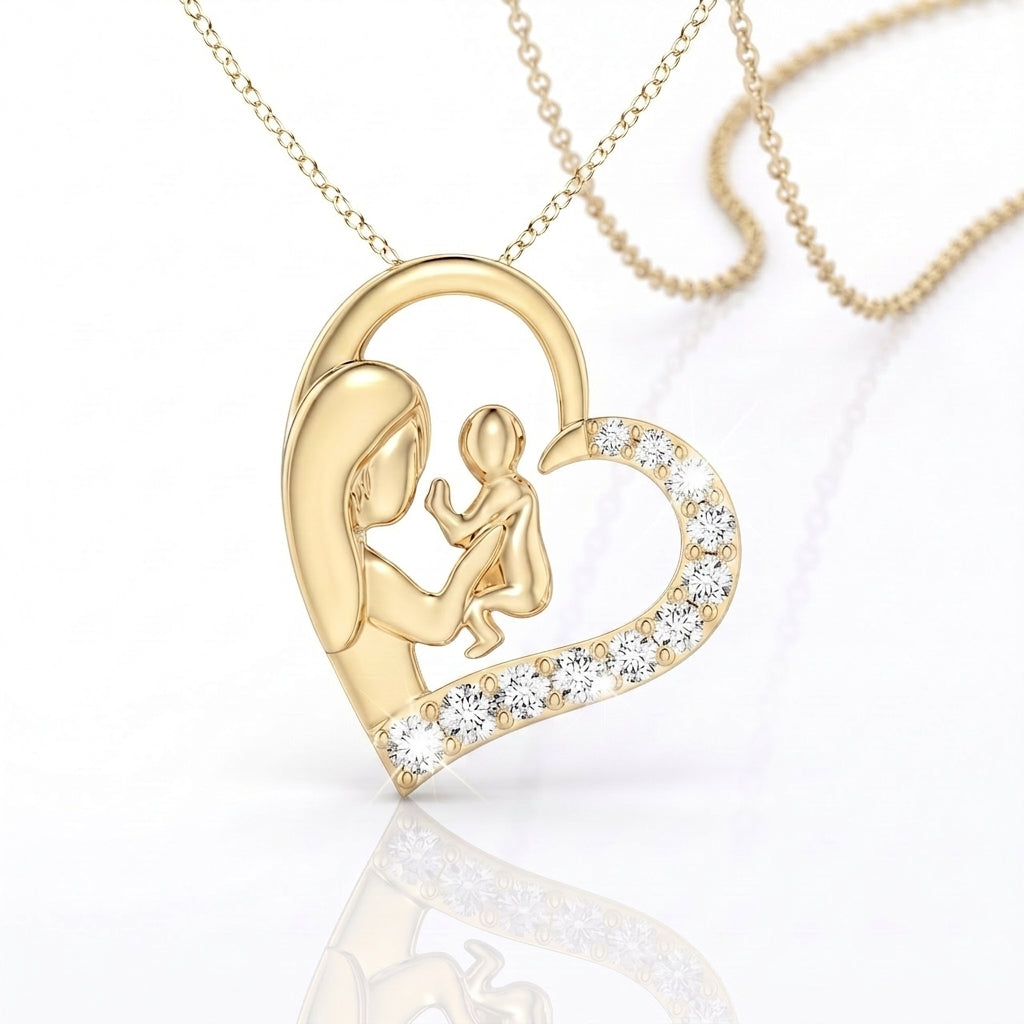 A silver chain pendant heart-shaped design