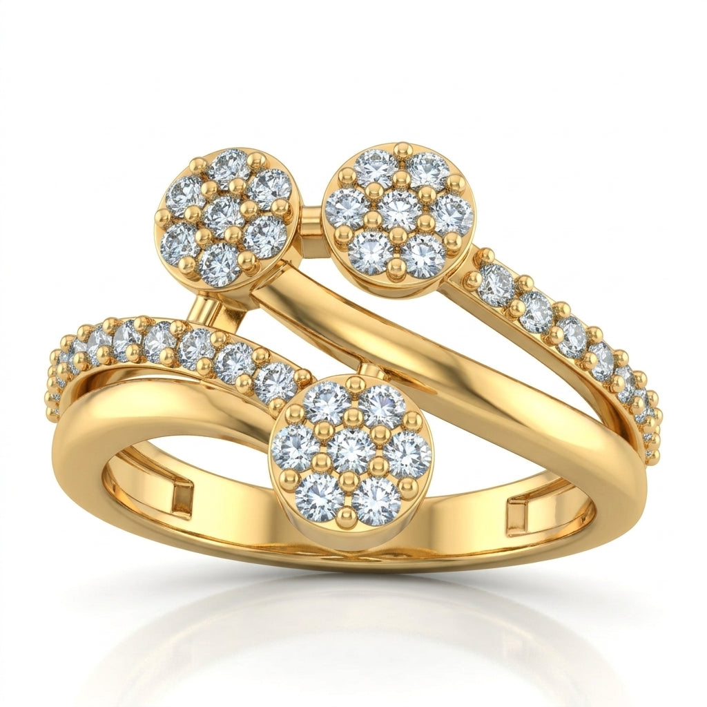 Pure Silver Triple Cluster Bypass Ring