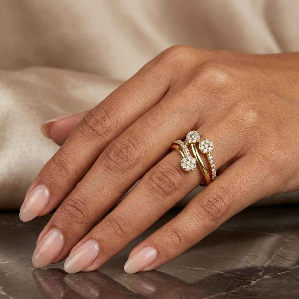Pure Silver Triple Cluster Bypass Ring