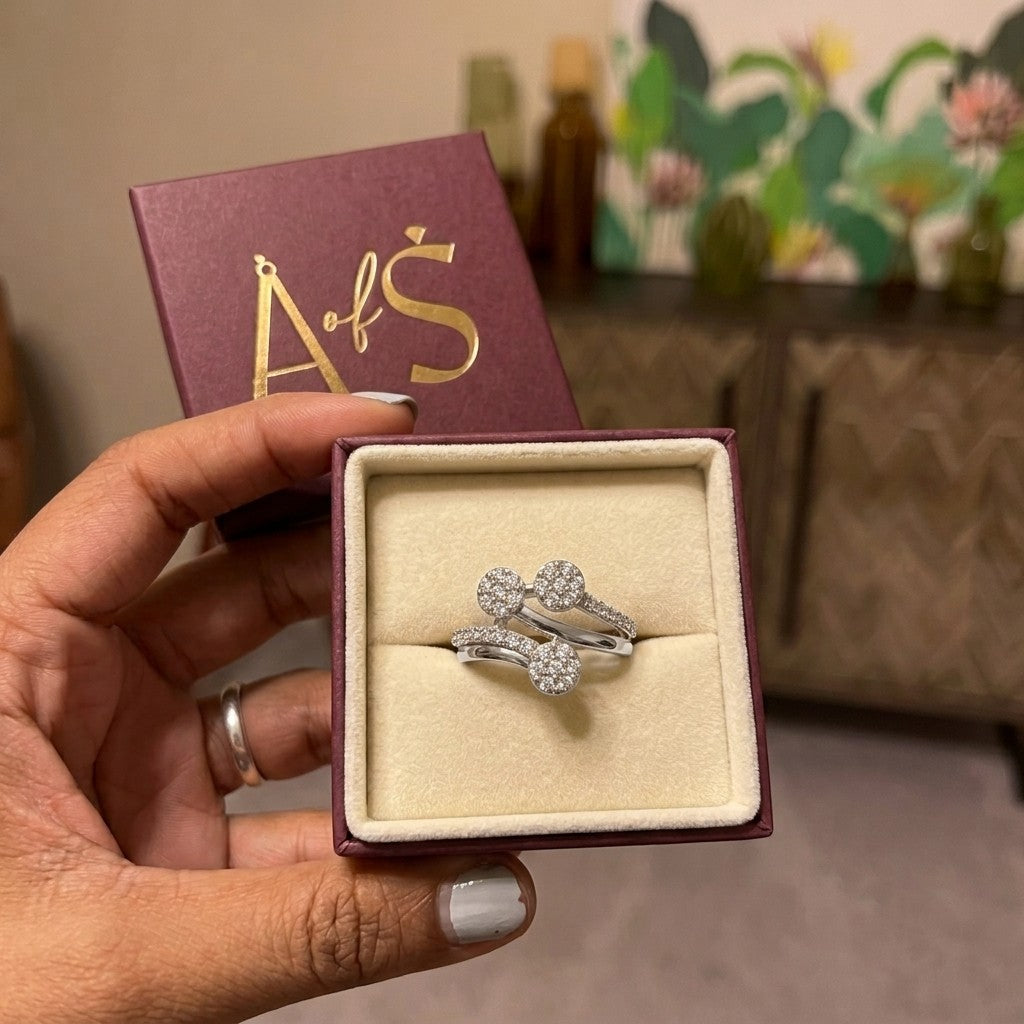 Pure Silver Triple Cluster Bypass Ring
