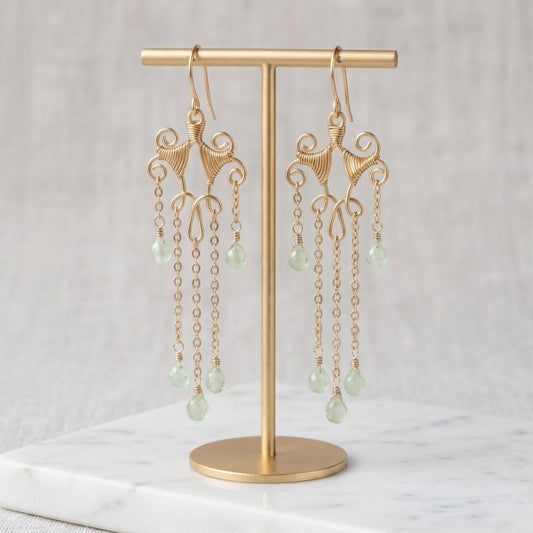 Delicate Scrollwork Silver Teardrop Dangle Earrings