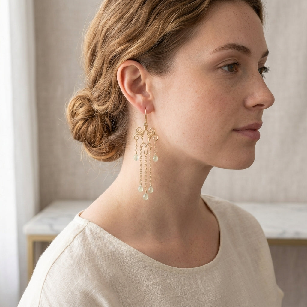 Delicate Scrollwork Silver Teardrop Dangle Earrings