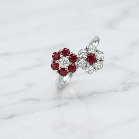 Delicate Double Daisy Cluster Ring in Sterling Silver