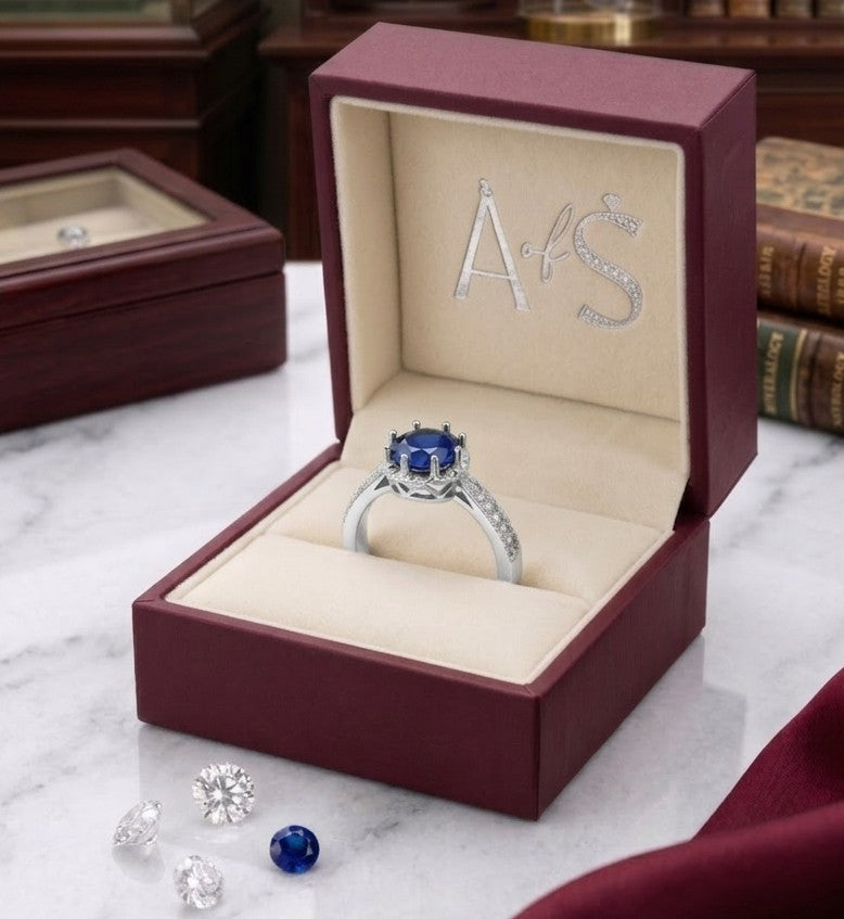 Sterling Silver Bezel-Set Blue Gemstone Statement Ring