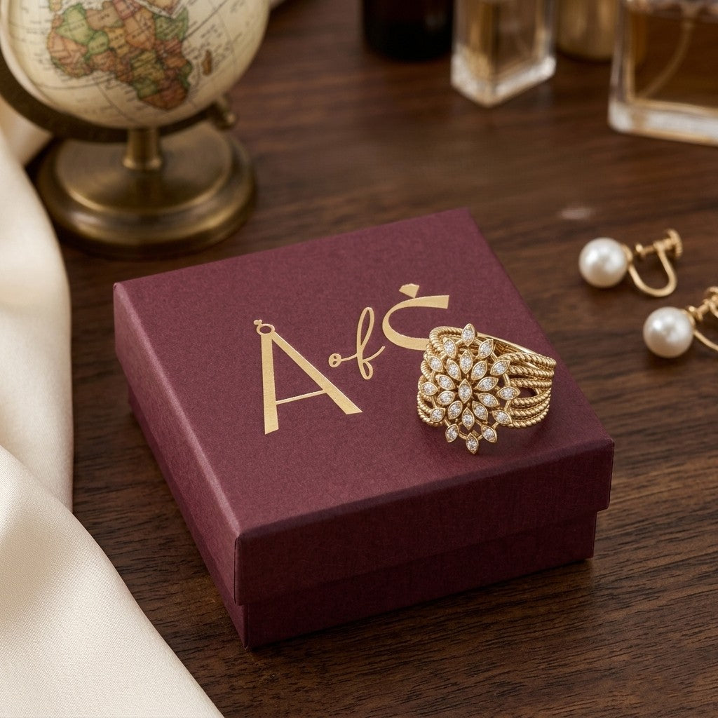 Sterling Silver Marquise Starburst Statement Ring