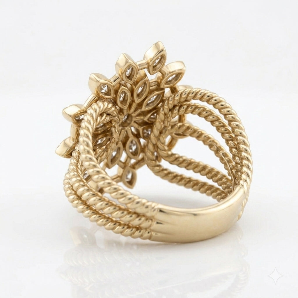 Sterling Silver Marquise Starburst Statement Ring