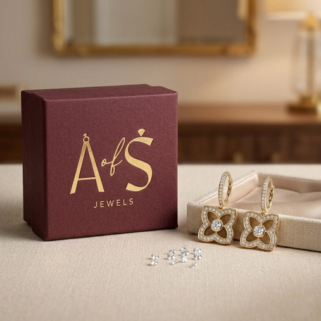 Quatrefoil Moissanite Huggie Drop Earrings