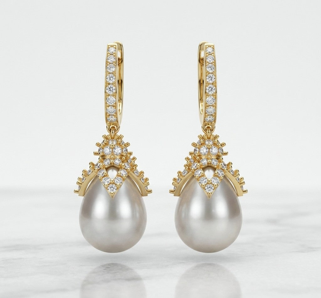 The Regal Crown Pearl Drop Earrings