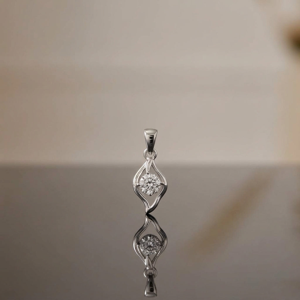 A Sterling Silver Swirl Solitaire Pendant