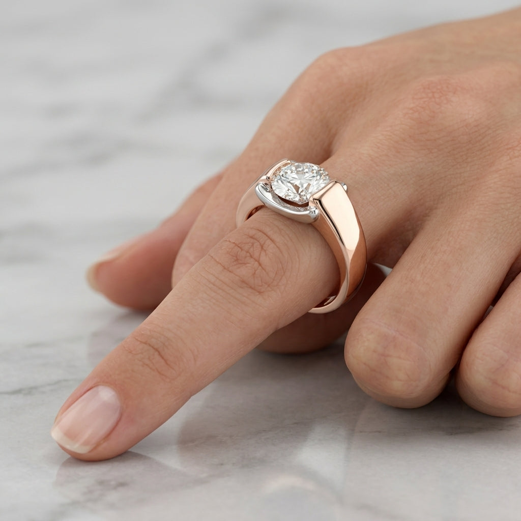 A classic solitaire engagement 925 silver ring