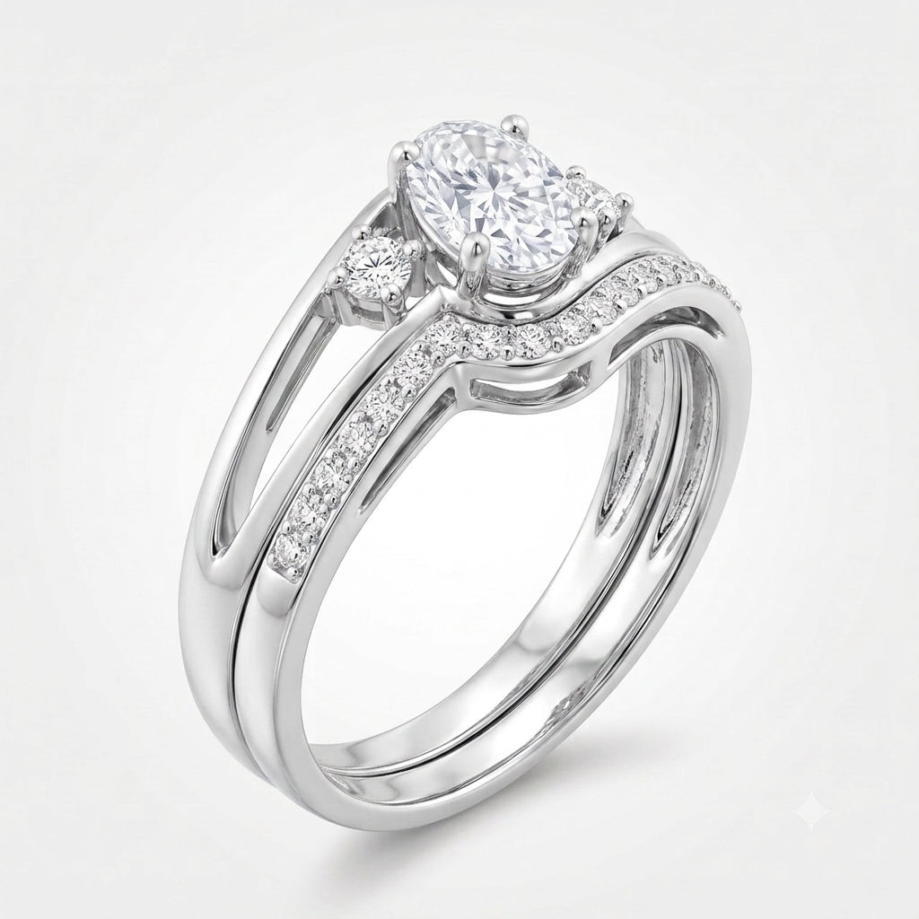A silver-tone split-shank ring