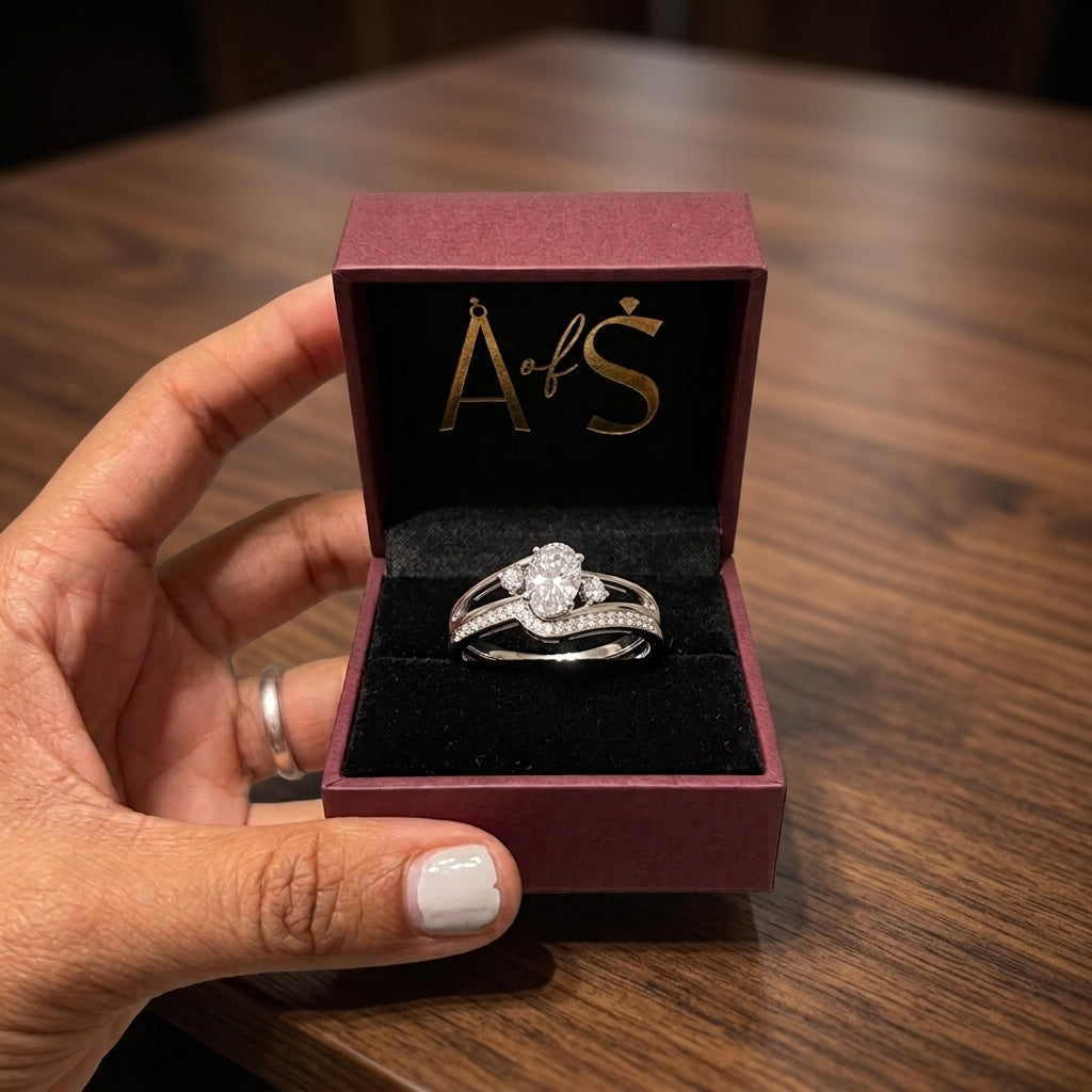 A silver-tone split-shank ring
