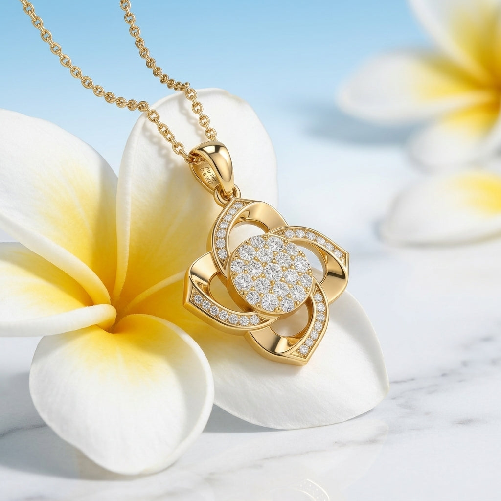 925 Sterling Silver Pavé Cluster Knot Pendant