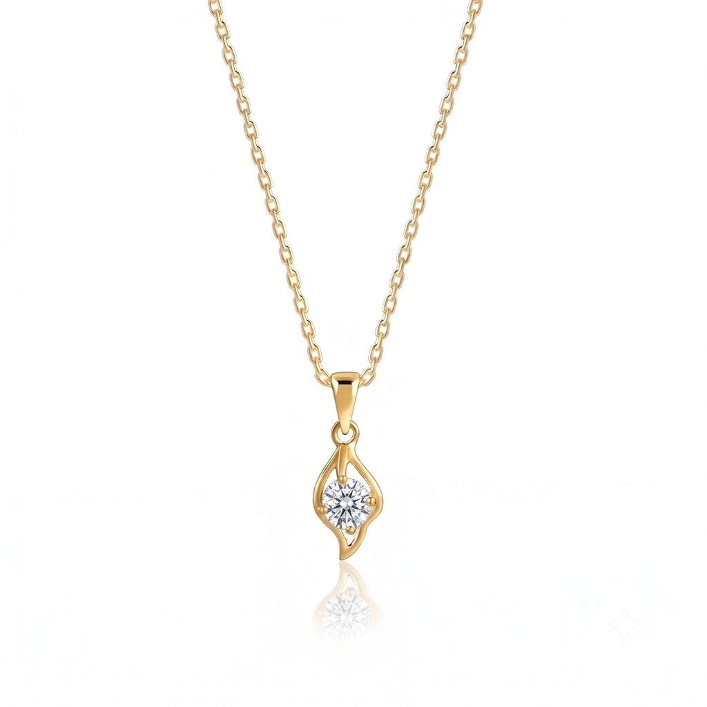 A Sterling Silver Swirl Solitaire Pendant