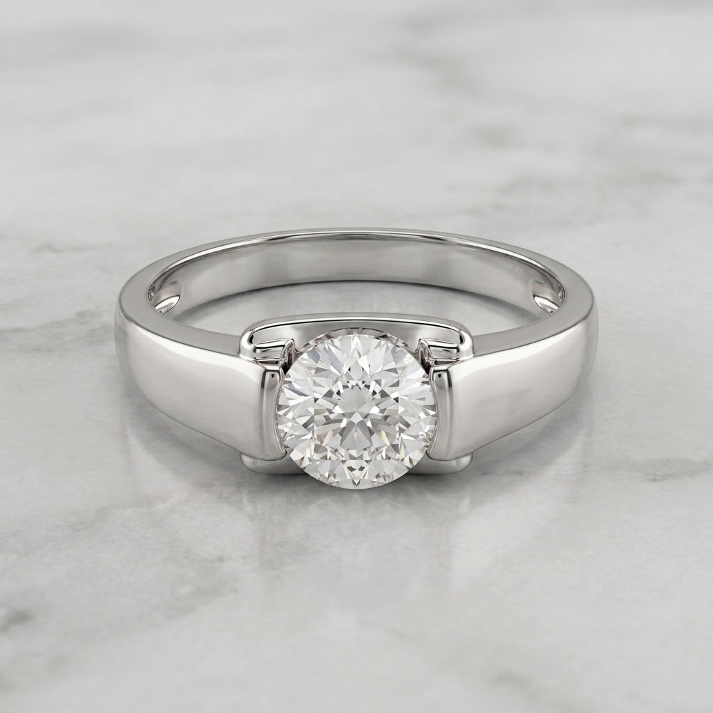 A classic solitaire engagement 925 silver ring