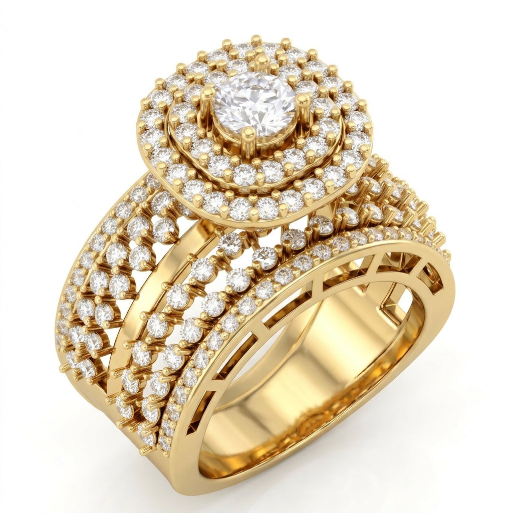 The 925 silver double halo ring