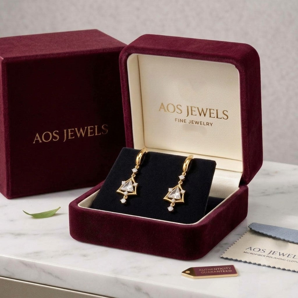 925 Sterling Silver Trillion Cut Moissanite Drop Earrings