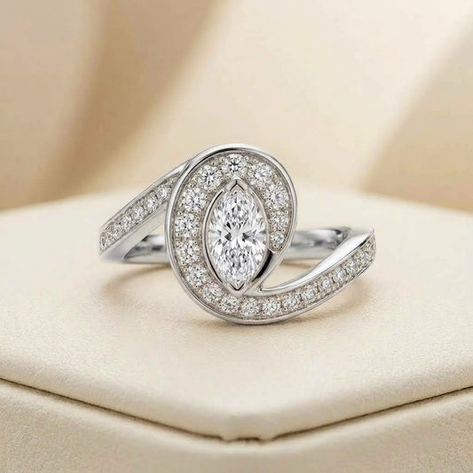 The Eternal Swirl Marquise Silver Ring