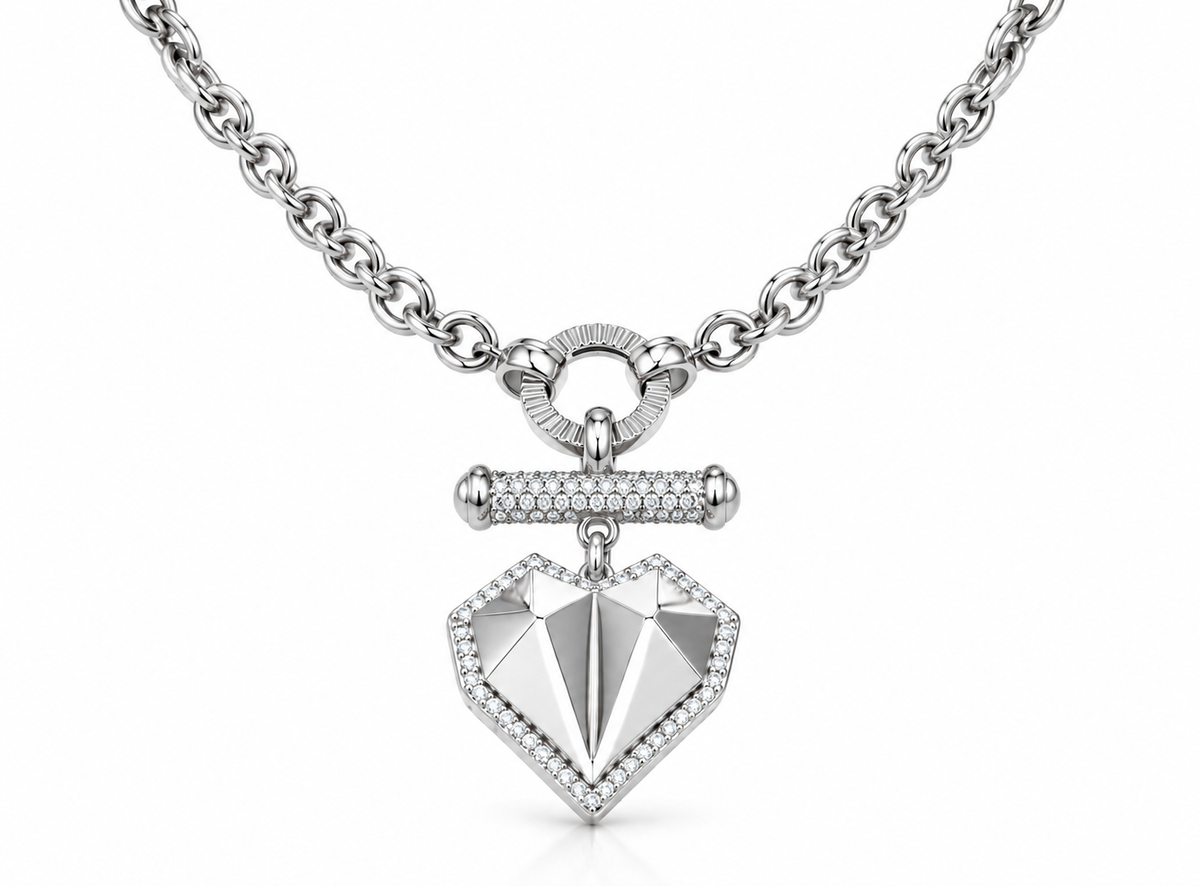 The Faceted Silver Heart Pendant