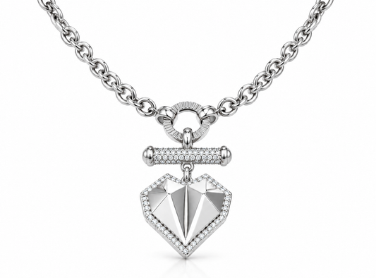 The Faceted Silver Heart Pendant