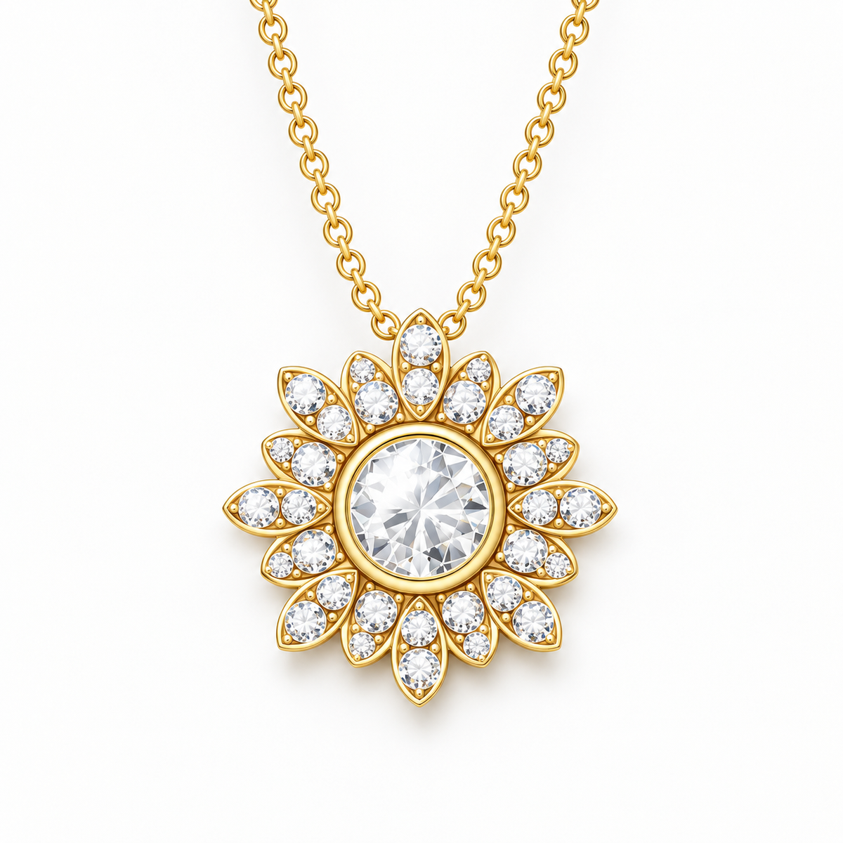 The Sterling Sunflower Halo Pendant