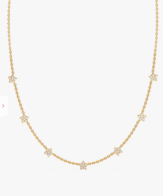 Dainty Silver moissanite Star Station Necklace