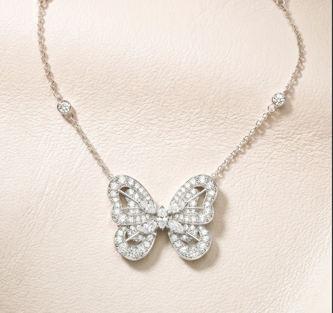 Sterling Silver Pavé Butterfly Chain Pendant