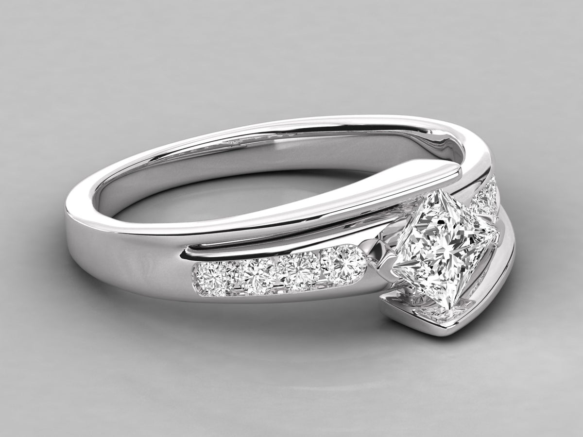 Sterling Silver Channel Accent Wrap Engagement Ring