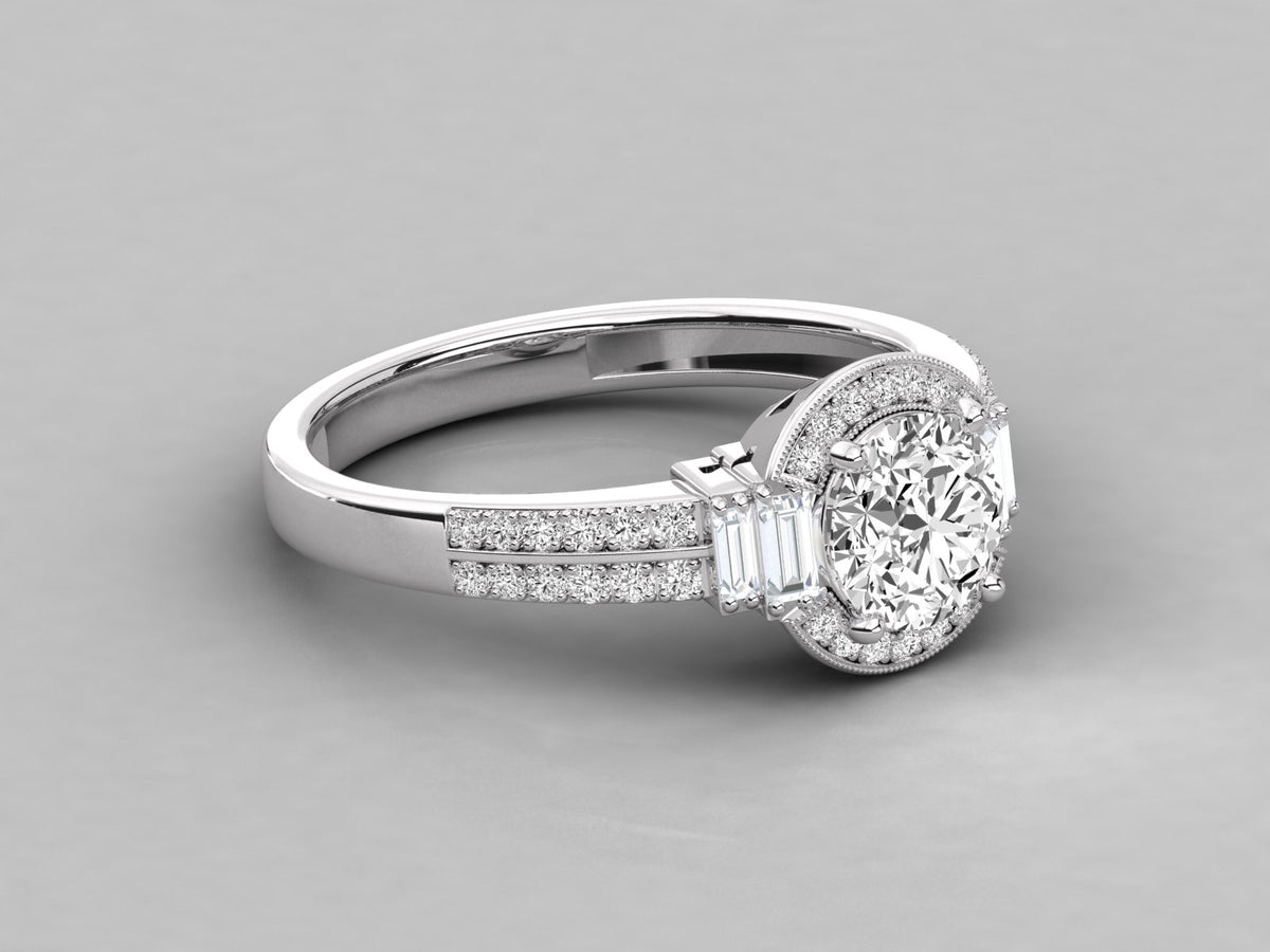 The Heritage Milgrain Halo Silver Ring