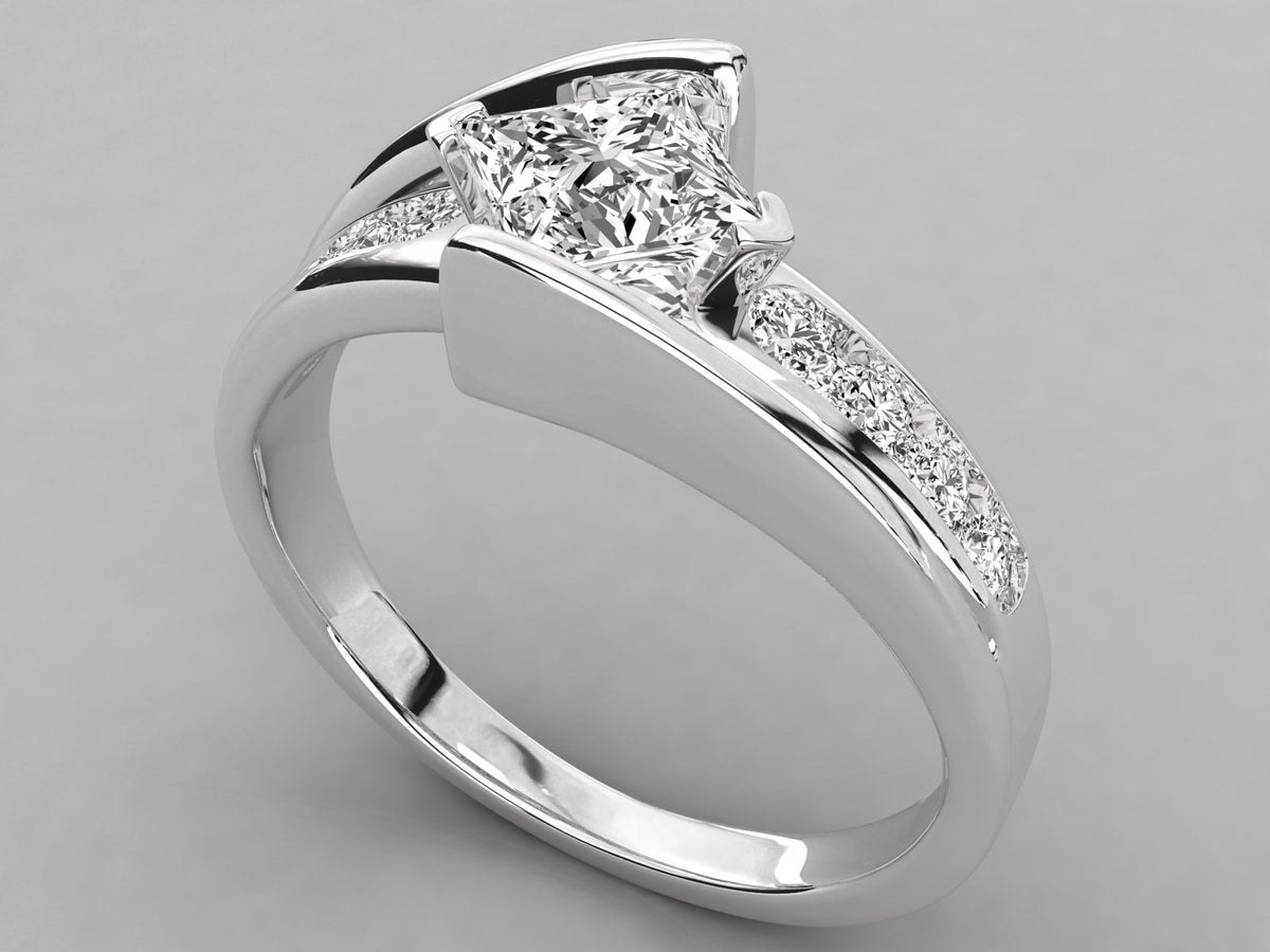 Sterling Silver Channel Accent Wrap Engagement Ring