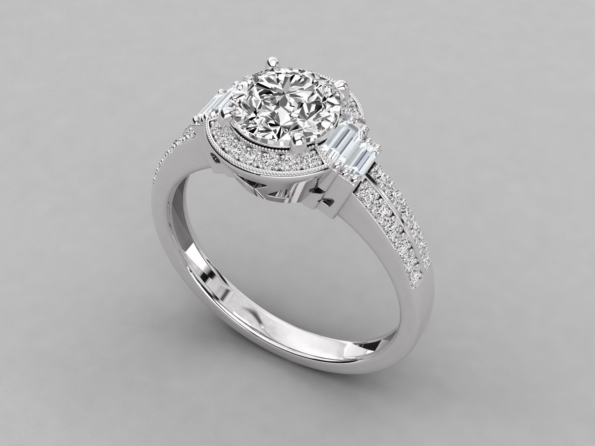 The Heritage Milgrain Halo Silver Ring