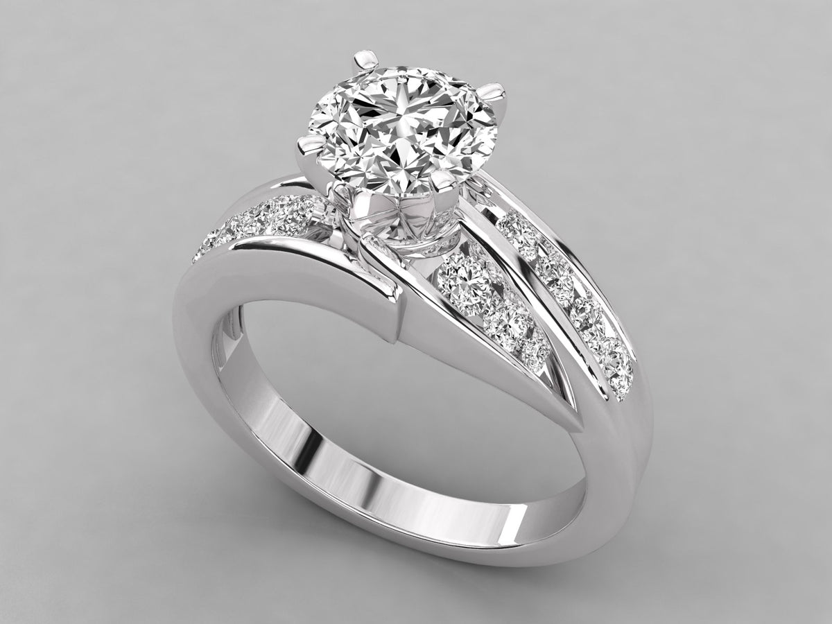 925 Sterling Silver Round Brilliant Swirl Bypass Ring