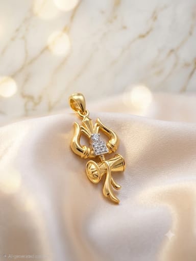 The Gold Color Trisul Pendant In 925 Silver