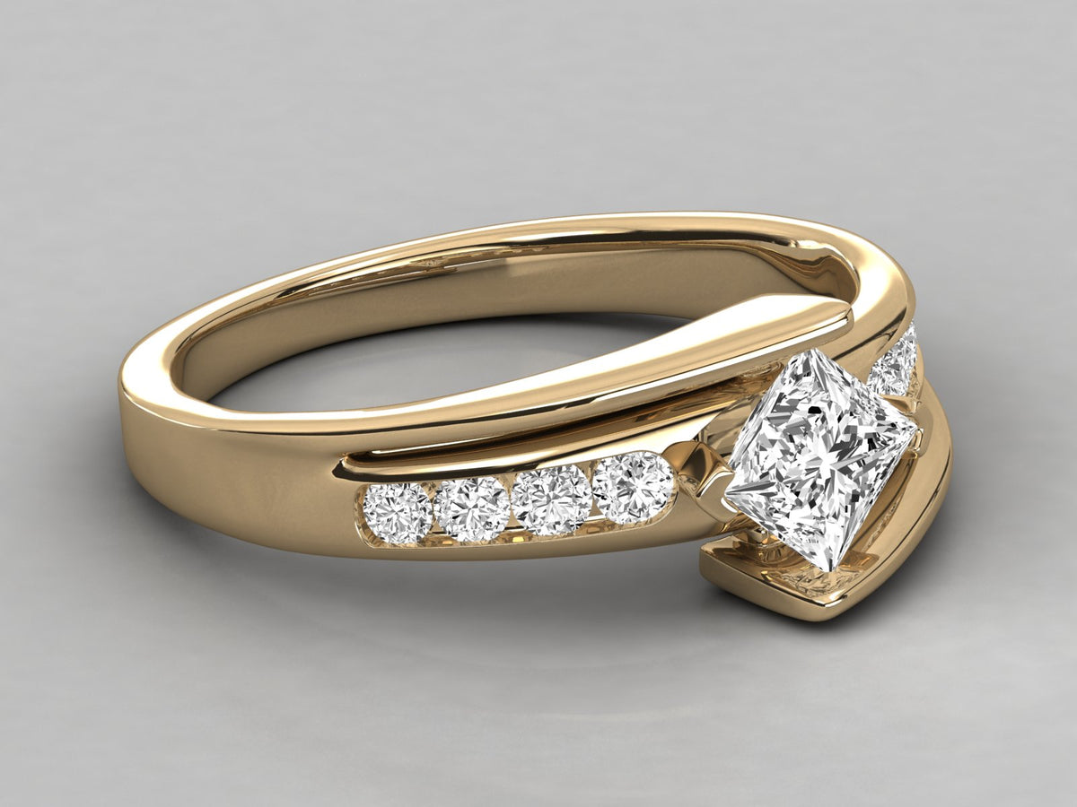 Sterling Silver Channel Accent Wrap Engagement Ring