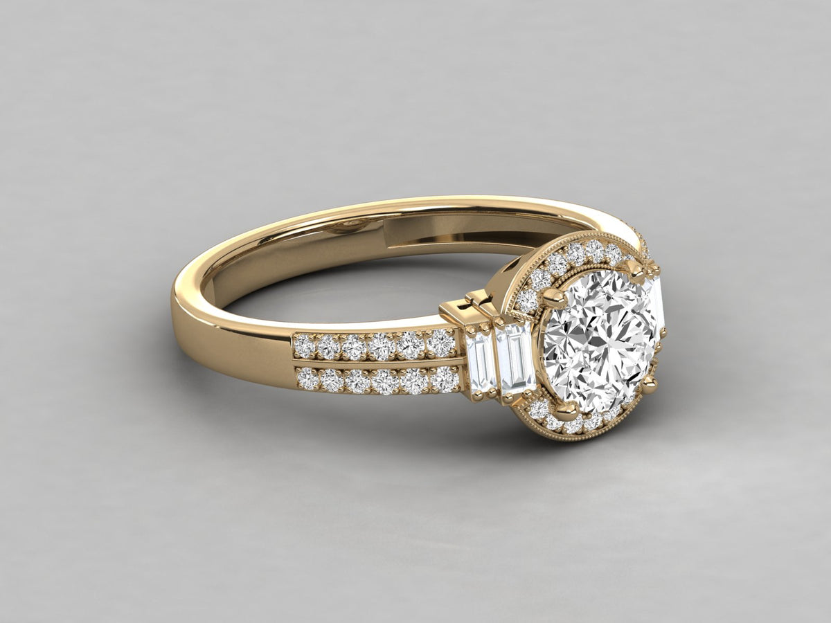 The Heritage Milgrain Halo Silver Ring
