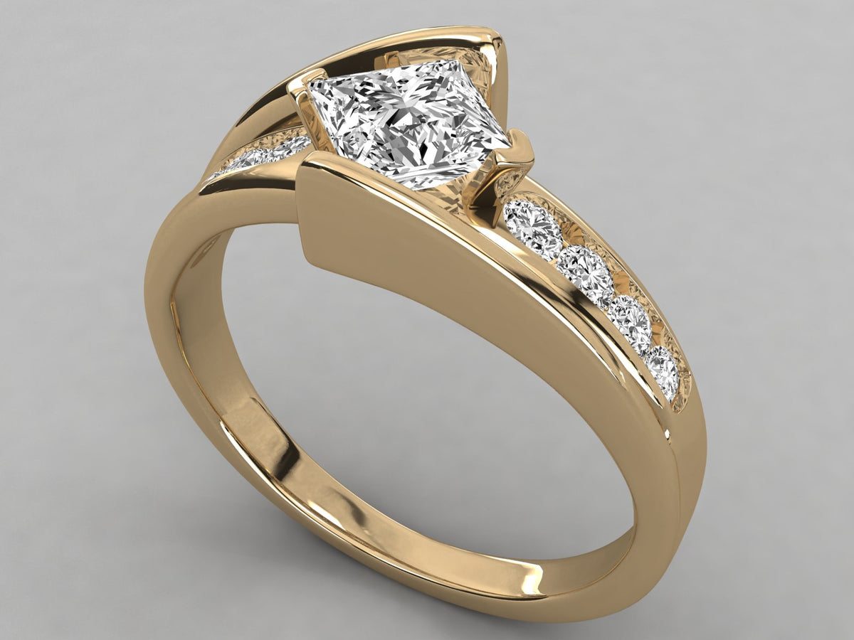 Sterling Silver Channel Accent Wrap Engagement Ring