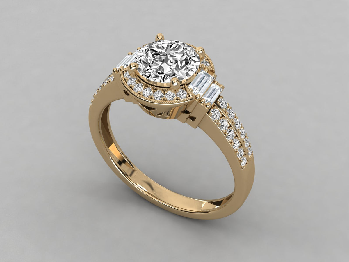 The Heritage Milgrain Halo Silver Ring