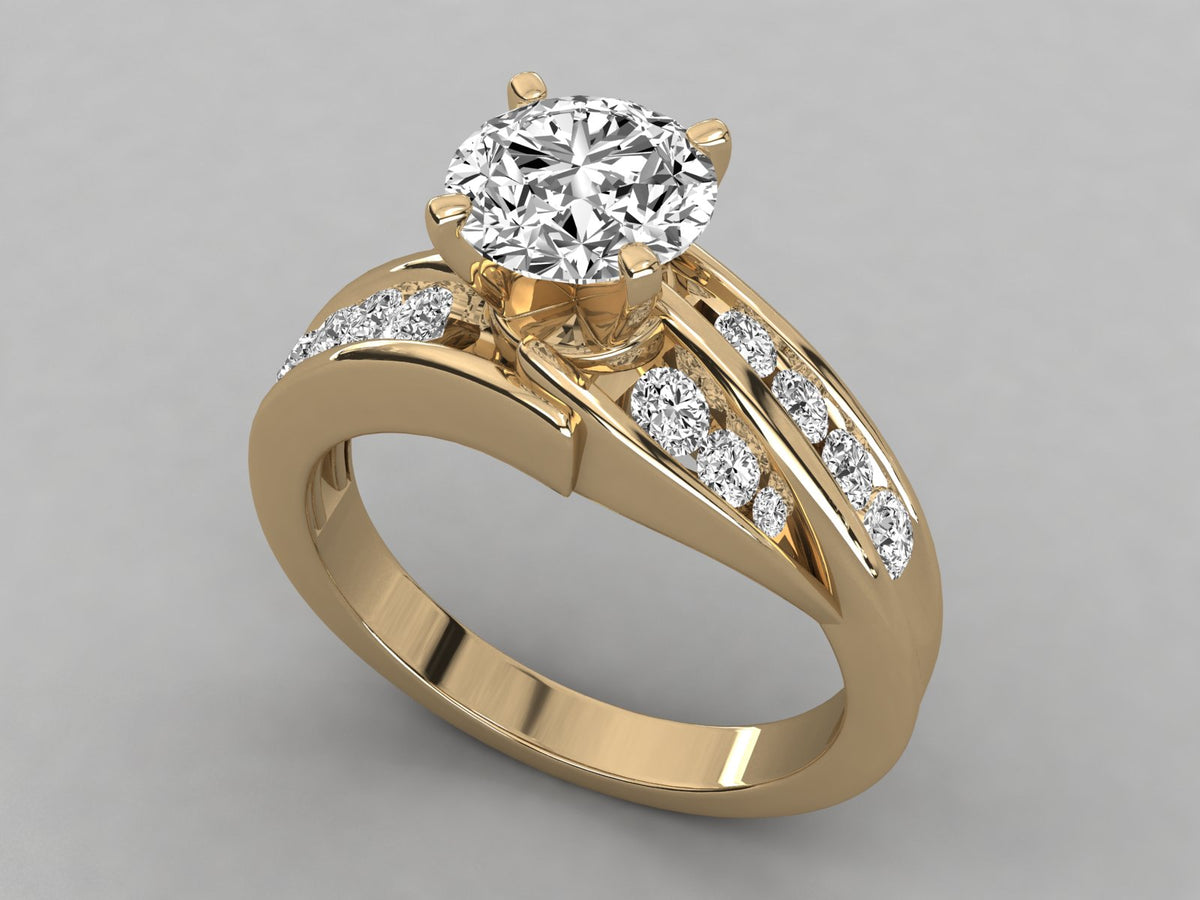 925 Sterling Silver Round Brilliant Swirl Bypass Ring
