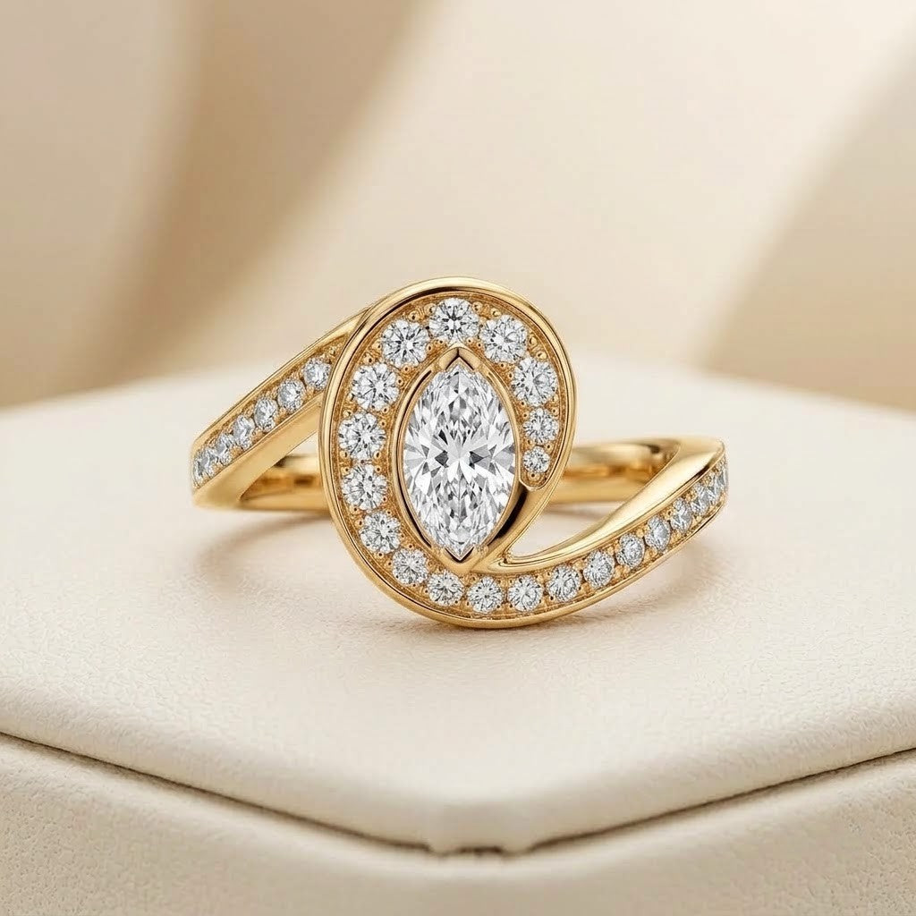 The Eternal Swirl Marquise Silver Ring