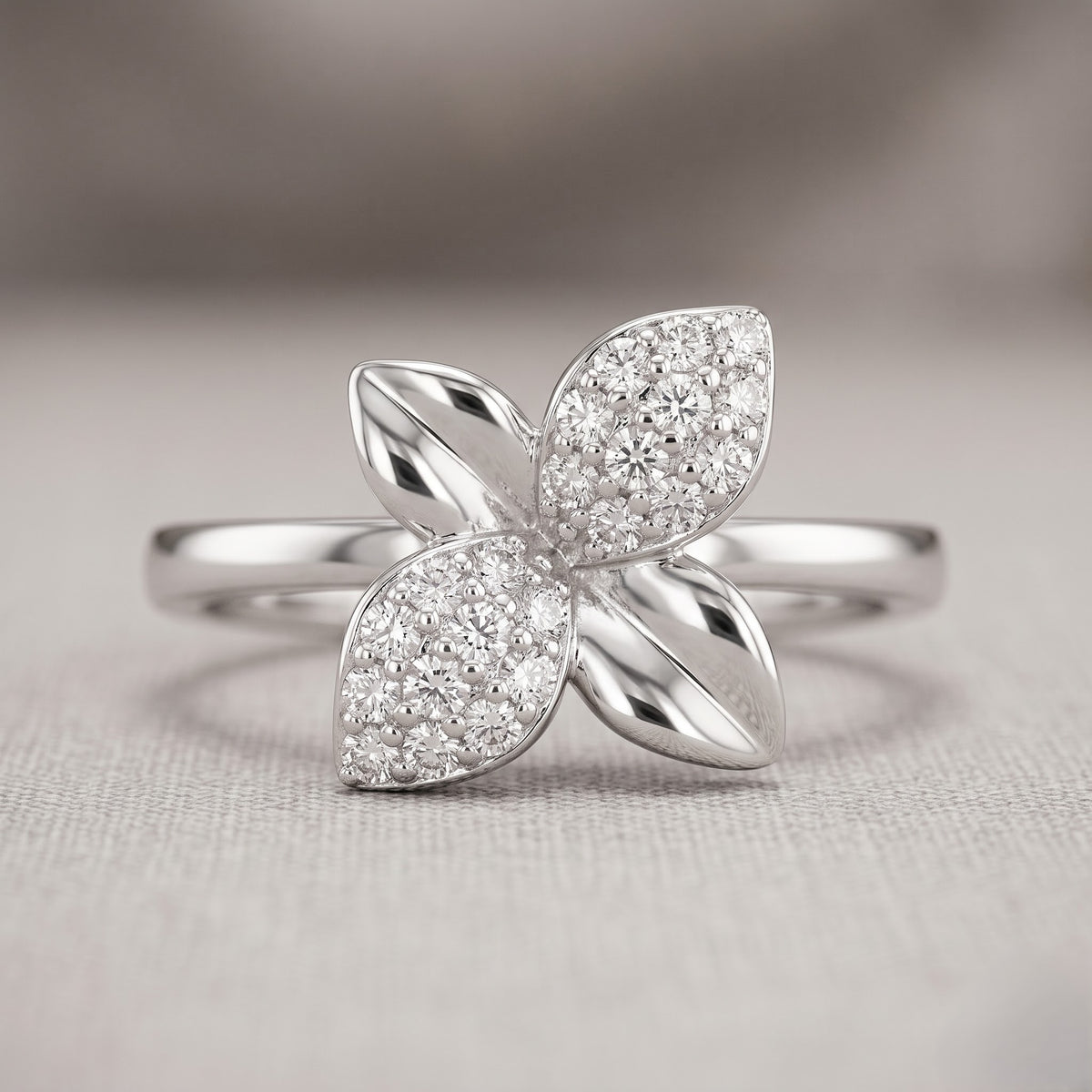 The Silver Flora Alternating Petal Ring