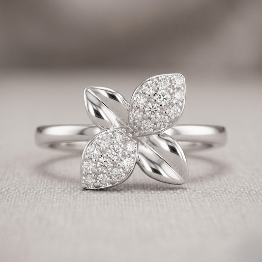 The Silver Flora Alternating Petal Ring