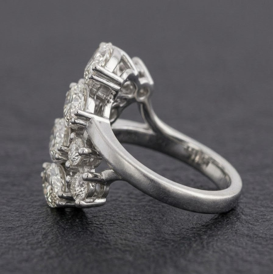 925 Sterling Silver Marquise and Round Cluster Ring