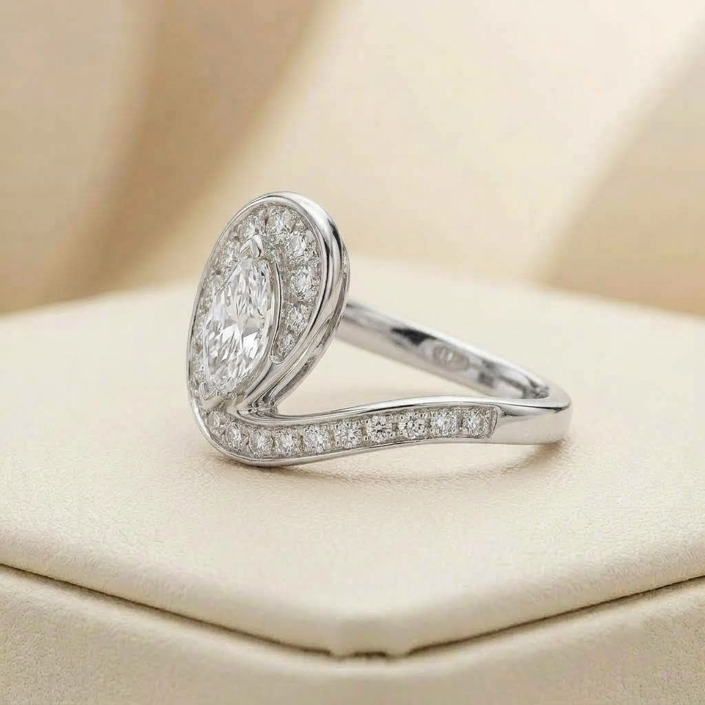 The Eternal Swirl Marquise Silver Ring