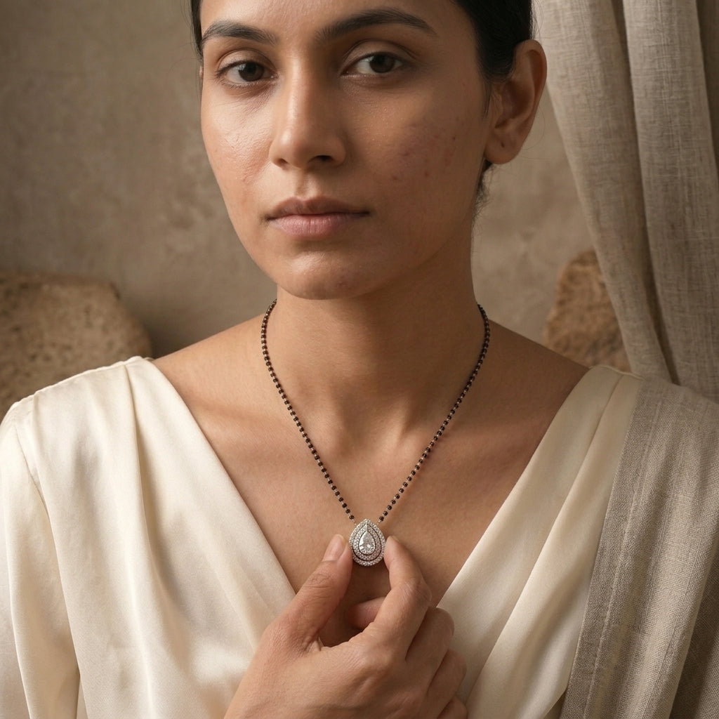 The pear shape mangalsutra 925 silver