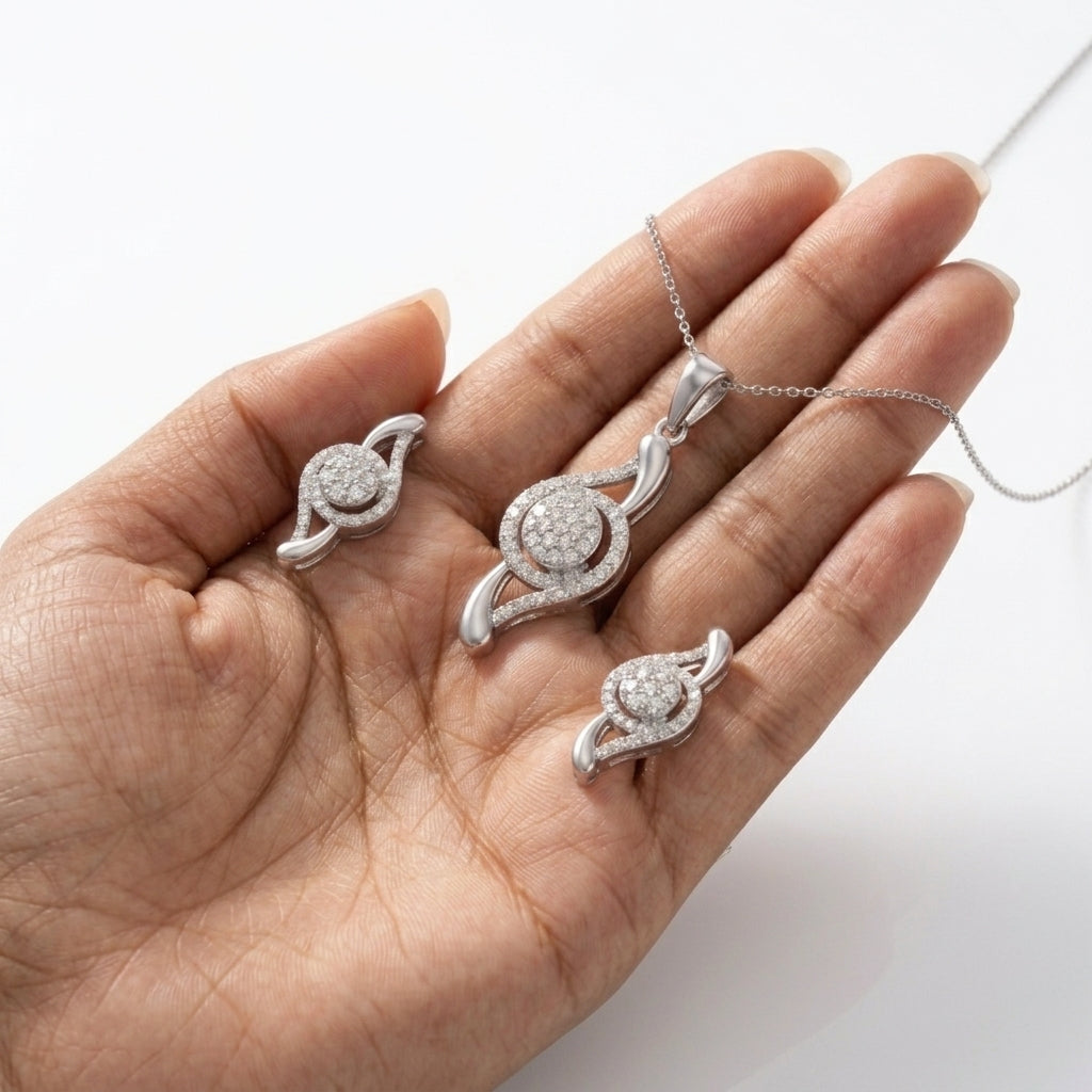 The Treble Clef Silver Pendant Set