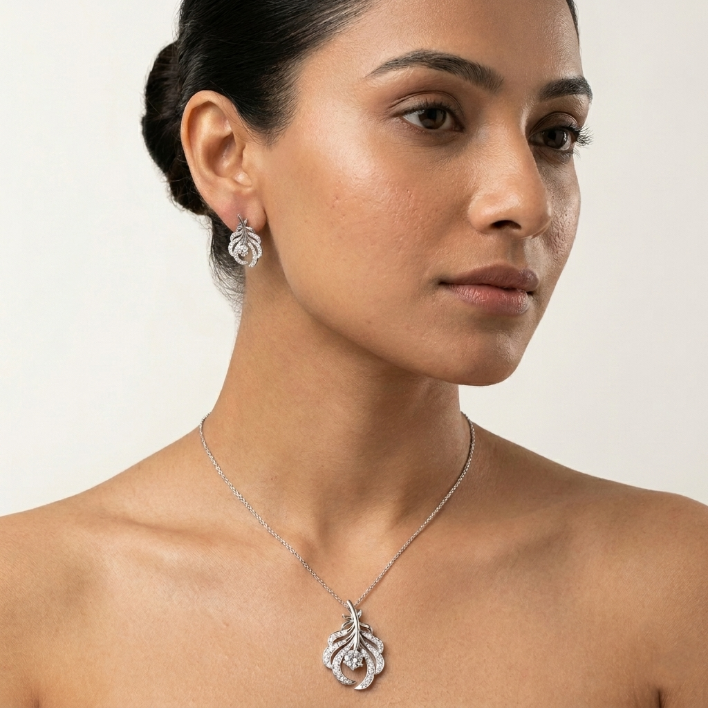 The Silver Fern Solitaire Collection Chain Pendant